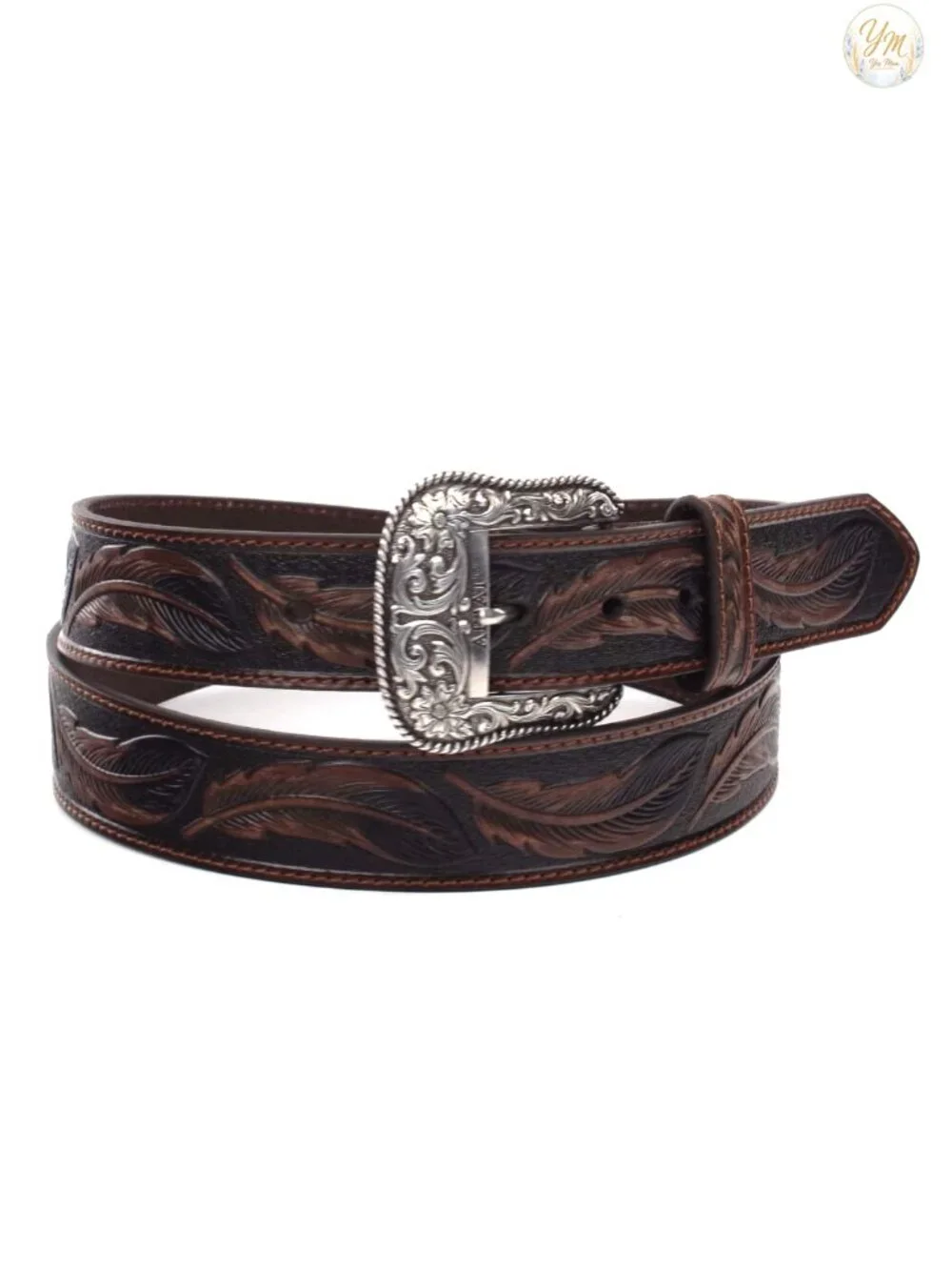 Genuine Leather Western Belt with Exchangeable Buckle